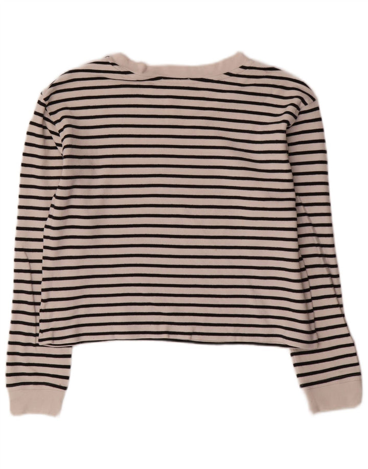 Zara Dame Langærmet Top Langærmet UK 14 Medium Hvid Stribet Nautical