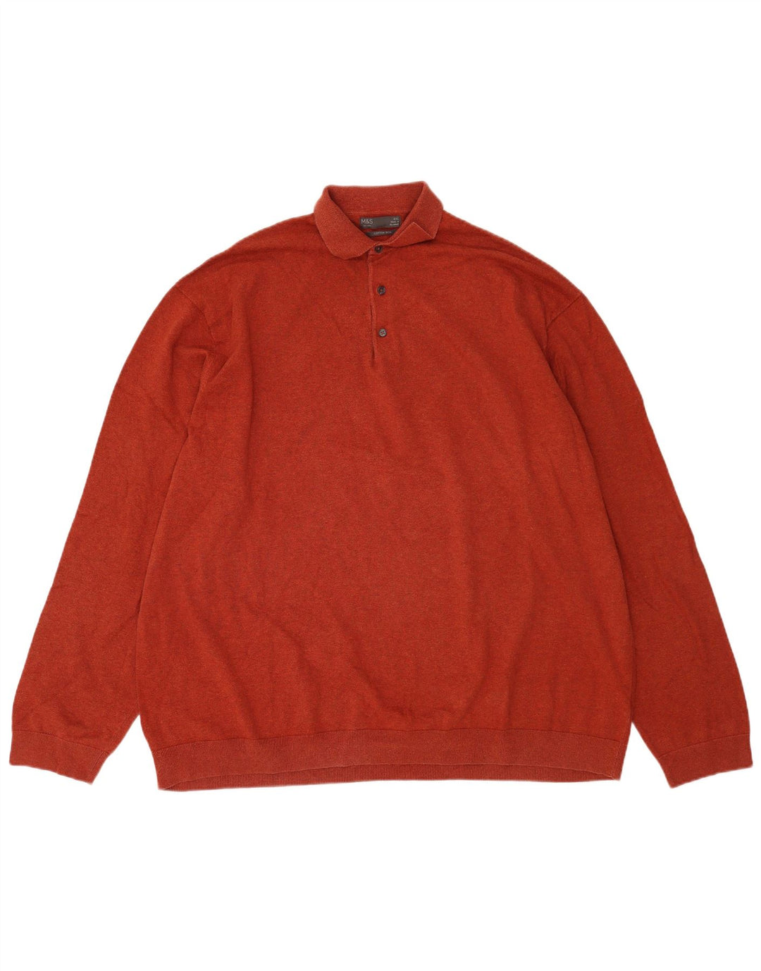 Marks & Spencer Herre Polo Neck Jumper Sweater 4XL Rød Bomuld