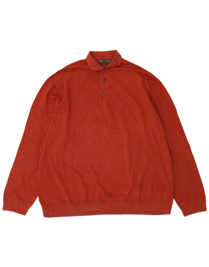 Marks & Spencer Herre Polo Neck Jumper Sweater 4XL Rød Bomuld