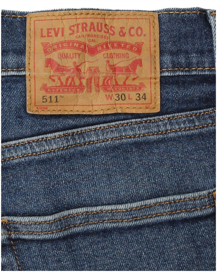 LEVI'S Dame 511 Slim Jeans W30 L26 Blå Bomuld