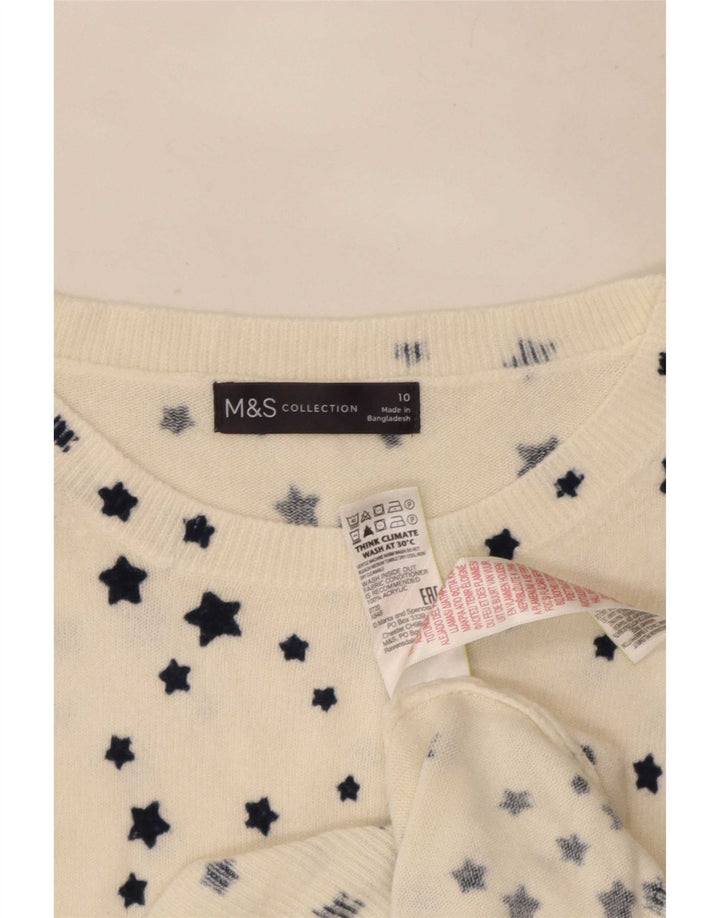 Marks & Spencer Dame Boat Neck Jumper Sweater UK 10 Small White