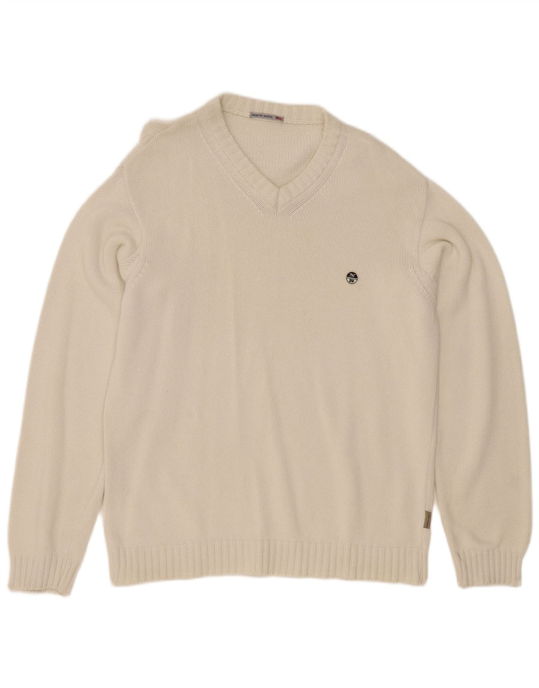 North Sails Herre V-hals sweater Medium Hvid Bomuld