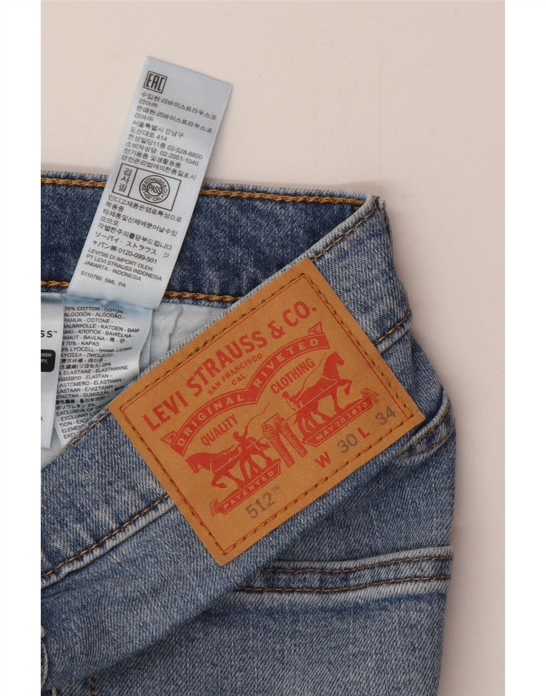 Levi's Herre 512 Slim Tapered Jeans W30 L34 Blå Bomuld