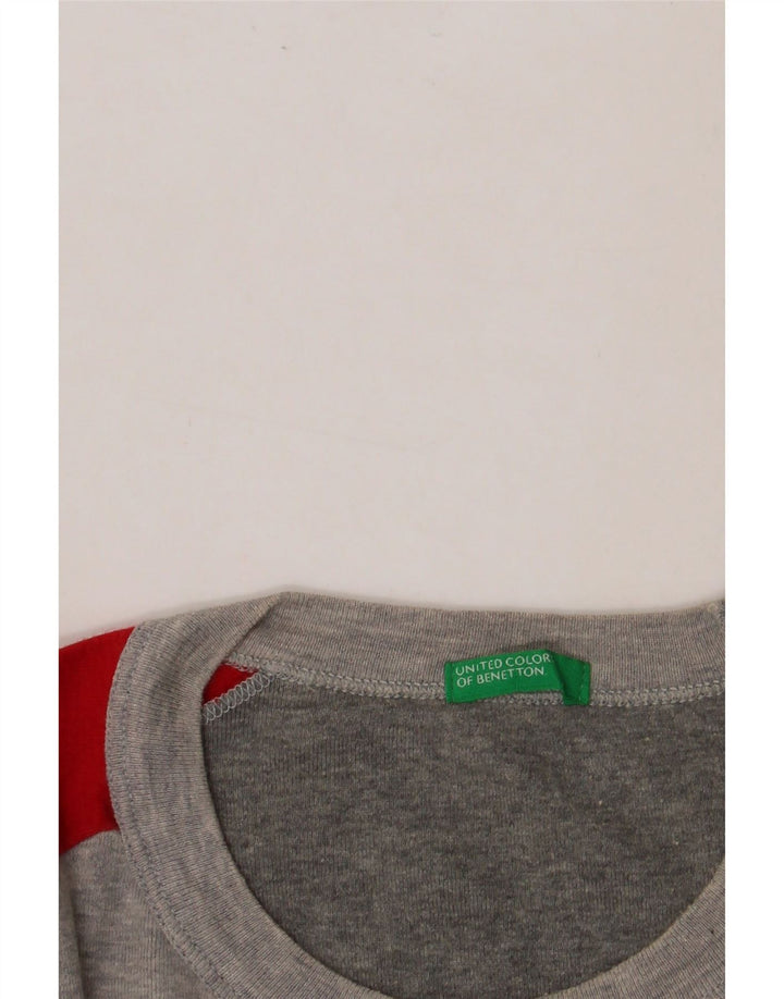 BENETTON Herre T-Shirt Top Medium Grå Colourblock