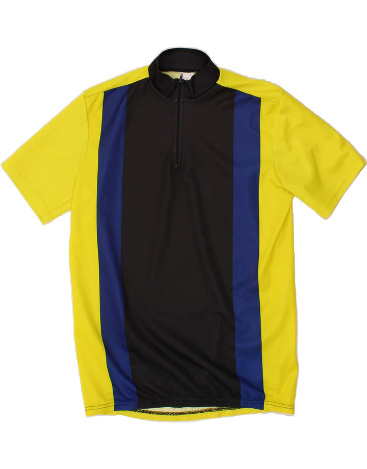 VINTAGE Mens Zip Neck Pullover Tracksuit Top Small Yellow Colourblock Vintage Vintage and Second-Hand Vintage from Messina Hembry 