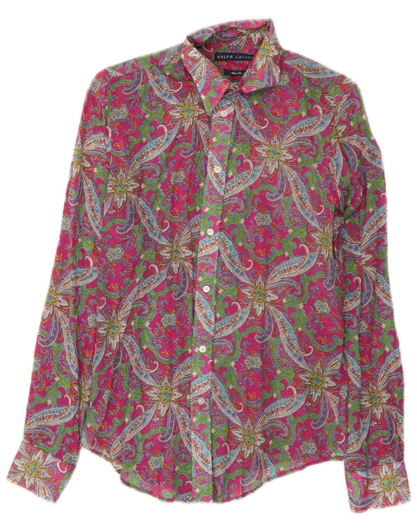 Ralph Lauren Dame Slim Fit skjorte US 6 Medium Flerfarvet Paisley Cotton