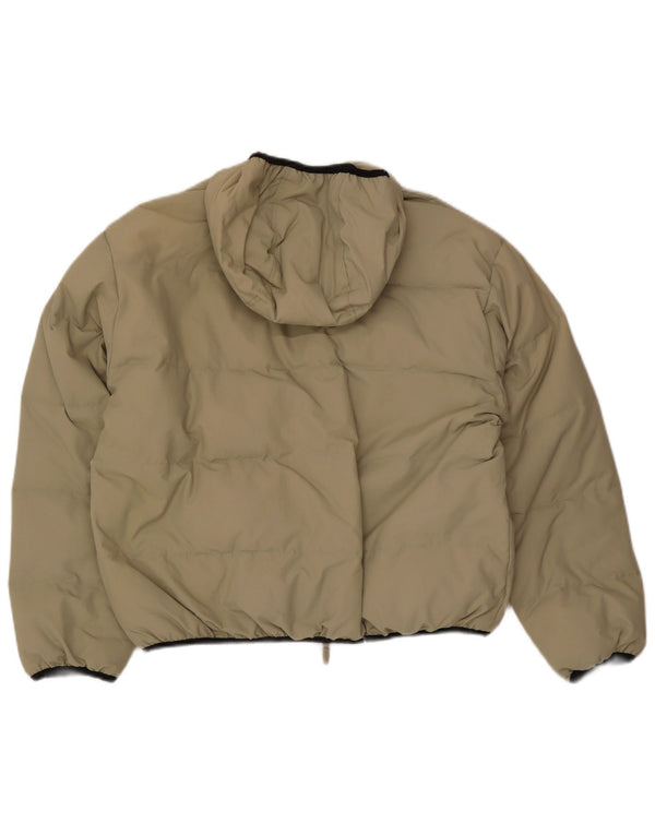 Vintage Herre Hooded Loose Fit Polstret Jakke UK 36 Small Khaki Polyester