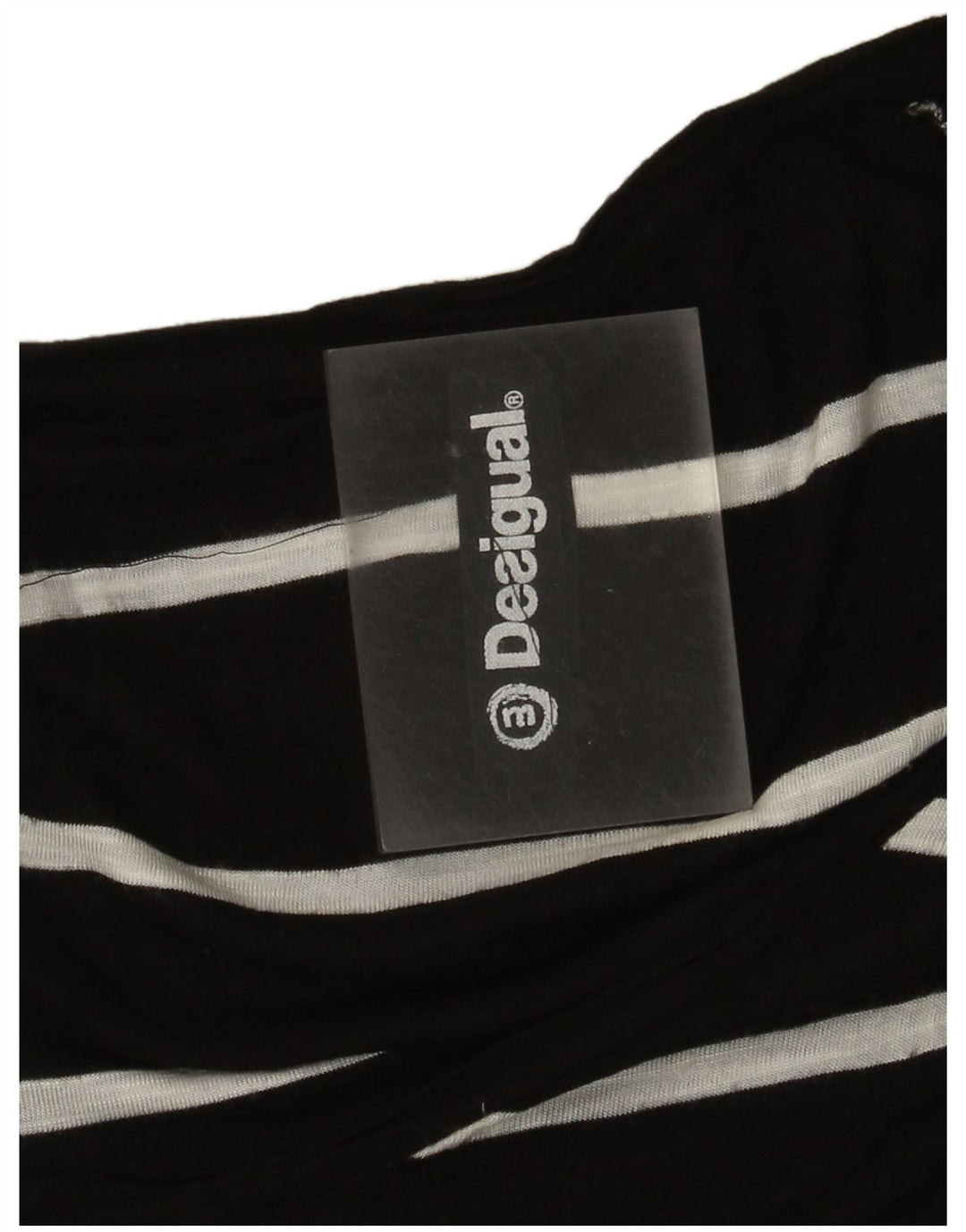 Desigual Dame Grafisk Langærmet Tunika Top UK 12 Medium Sort Stribet