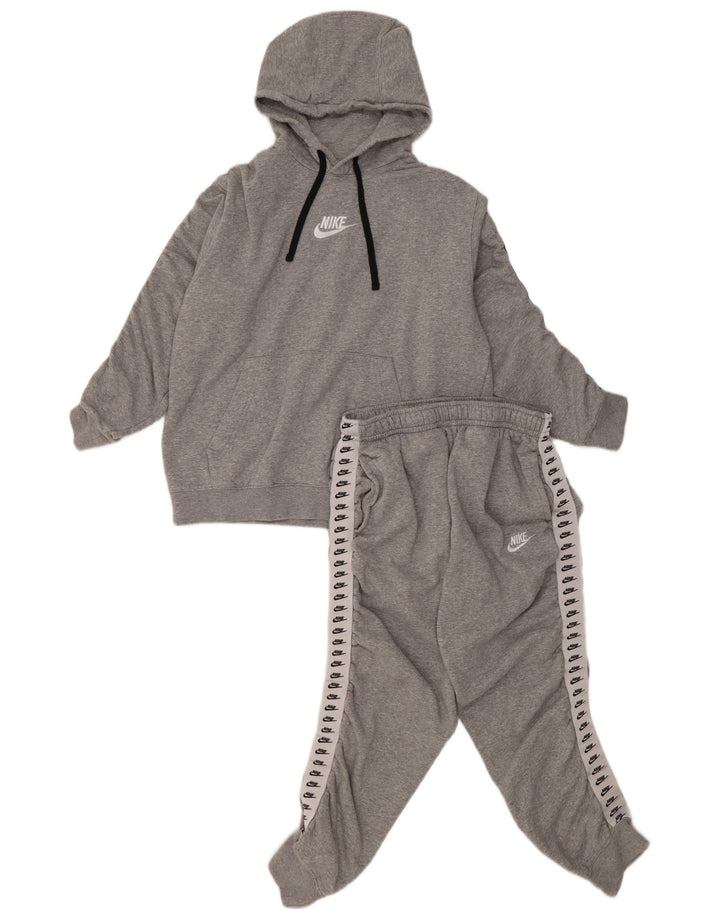 NIKE Grafisk hel træningsdragt til kvinder UK 14 Medium Grey Colourblock Bomuld