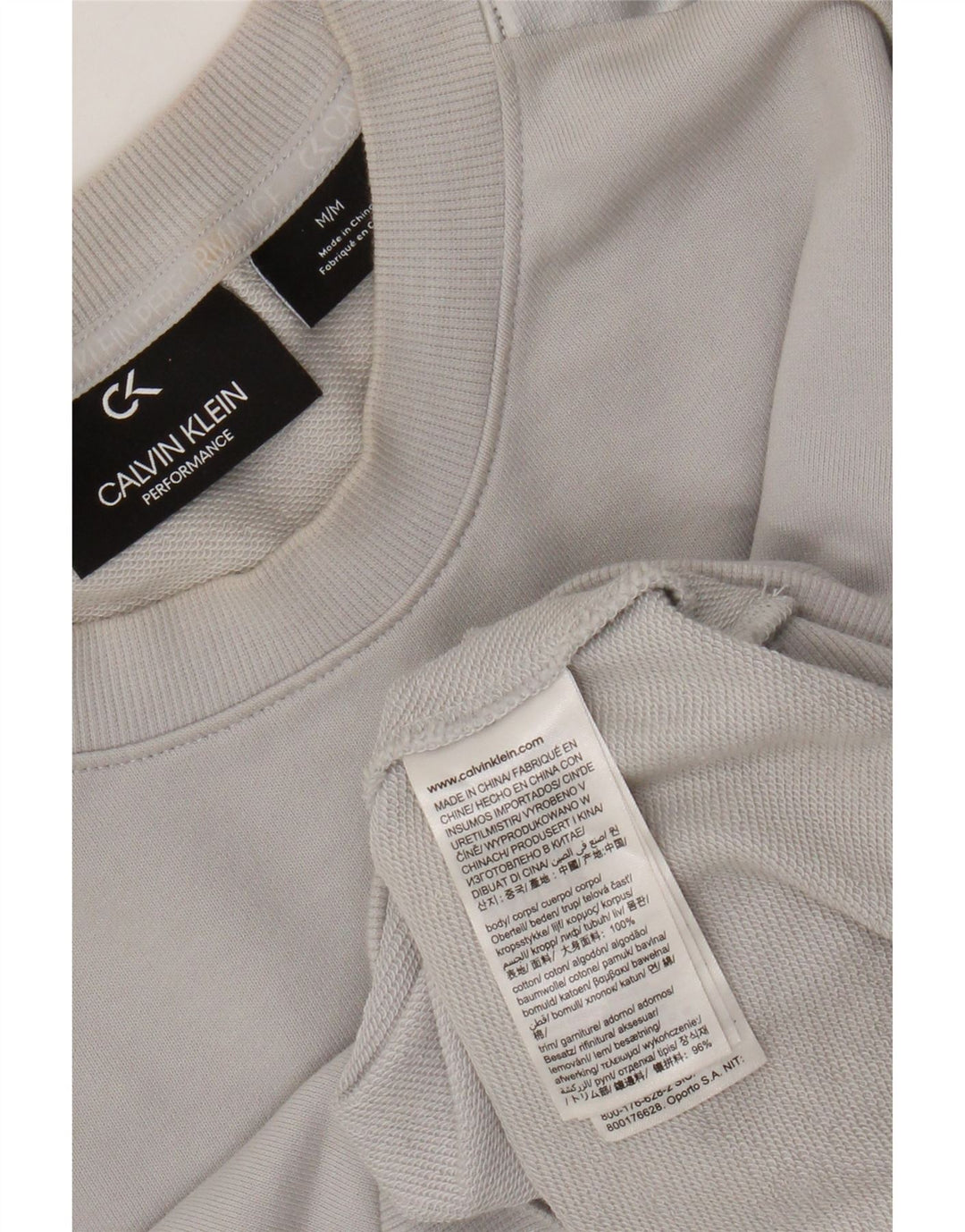 Calvin Klein Dame Crop Graphic Sweatshirt Jumper UK 14 Medium Grey Bomuld