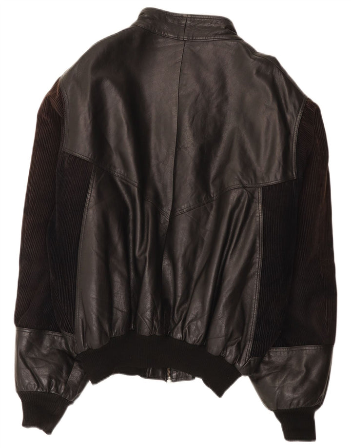 Vintage Herre Bomber Læderjakke IT 52 XL Sort