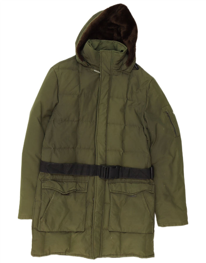 WOOLRICH Mens Hooded Padded Coat UK 38 Medium Green