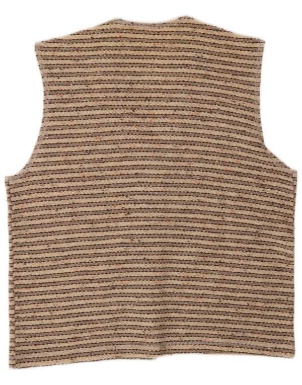 Wit Boy Herre ærmeløs cardigan sweater lille beige stribet uld