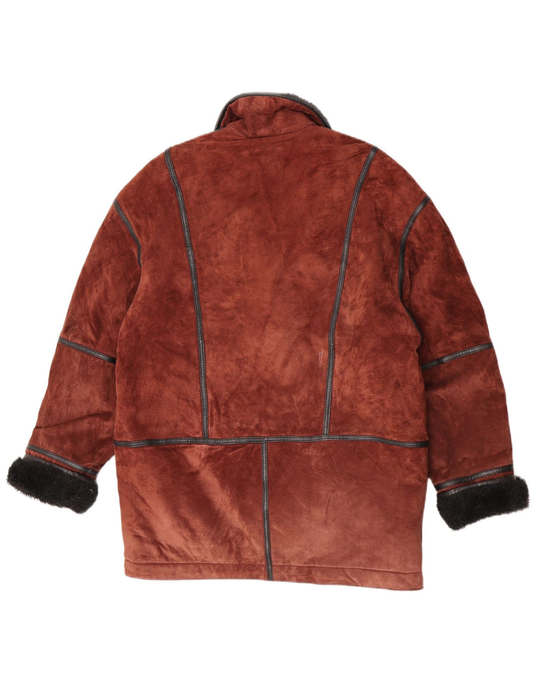 Vintage Dame Loose Fit Shearling Coat UK 12 Medium Brown Colourblock