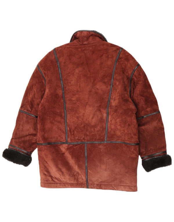 Vintage Dame Loose Fit Shearling Coat UK 12 Medium Brown Colourblock