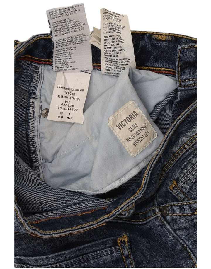 TOMMY HILFIGER Dame Victoria Super Low Slim Straight Jeans W26 L34 Blå