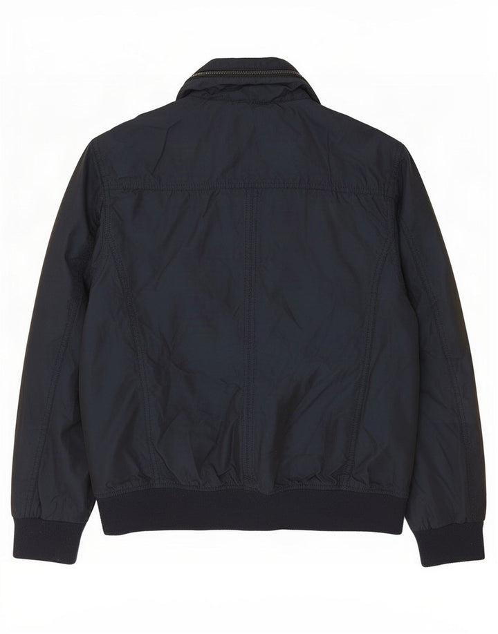 Zara Herre Bomber Jacket UK 40 Large Navy Blue Polyester
