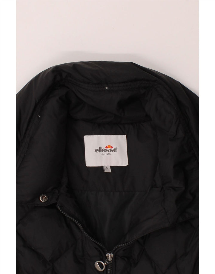 ELLESSE Womens Padded Jacket UK 16 Large Black Nylon Vintage Ellesse and Second-Hand Ellesse from Messina Hembry 