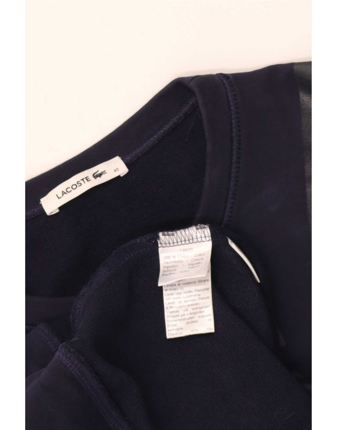 Lacoste Dame Grafisk Sweatshirt Jumper Størrelse 40 Medium Marineblå Bomuld