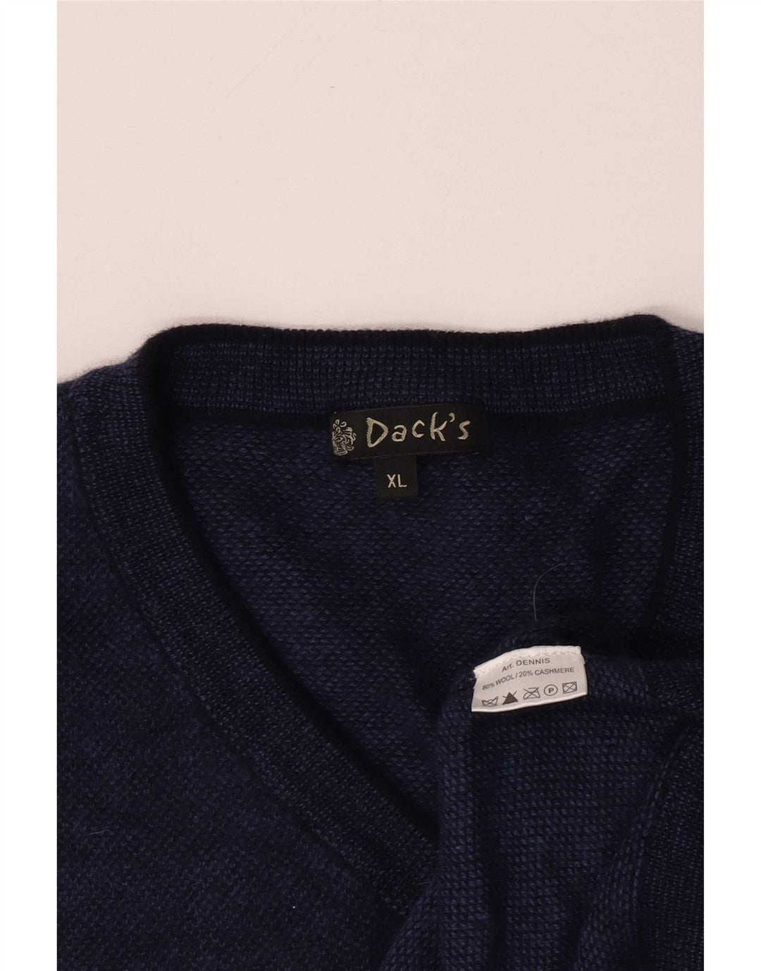 Dacks herre V-hals sweater XL marineblå uld