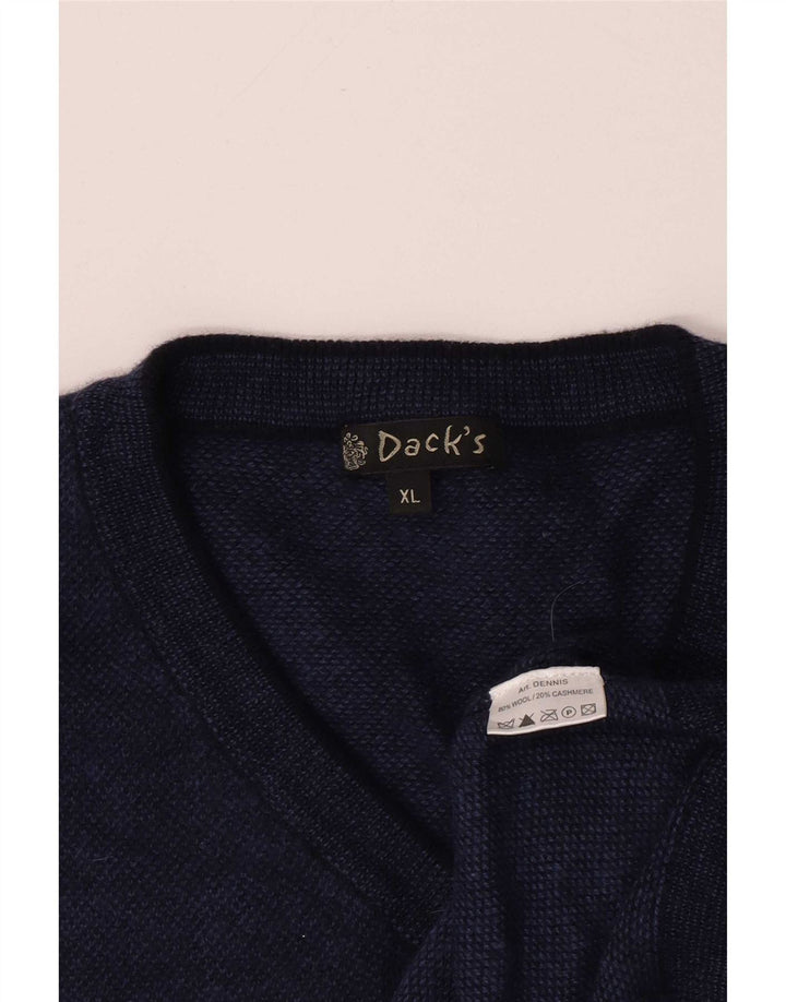 Dacks herre V-hals sweater XL marineblå uld