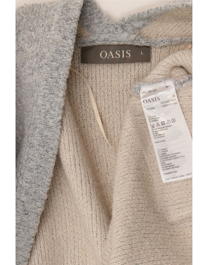 Oasis Womens Oversized Open Cardigan Sweater UK 16 Large Grå Akryl