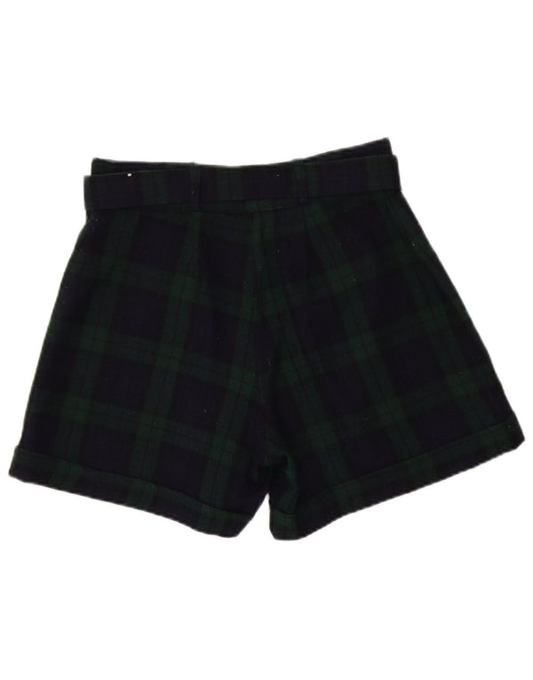 Vintage kvinders højtaljede fritidsshorts IT 46 Large W26 Marineblå Plaid