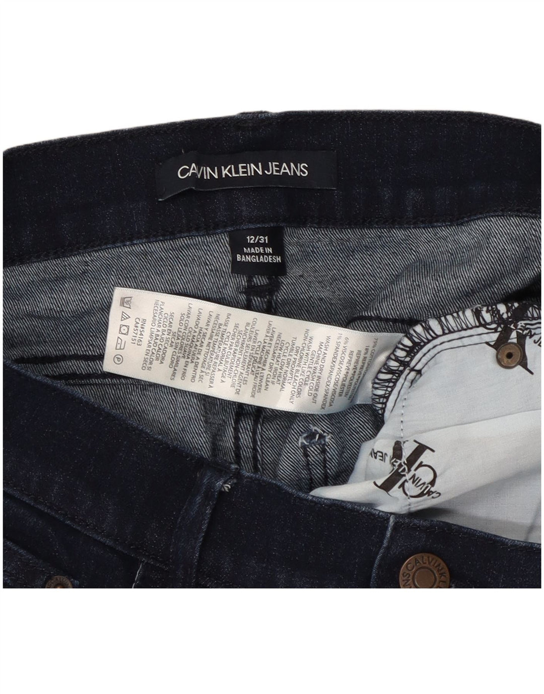 CALVIN KLEIN Dame Højtaljede Skinny Jeans US 12 Large W31 L26 Marineblå
