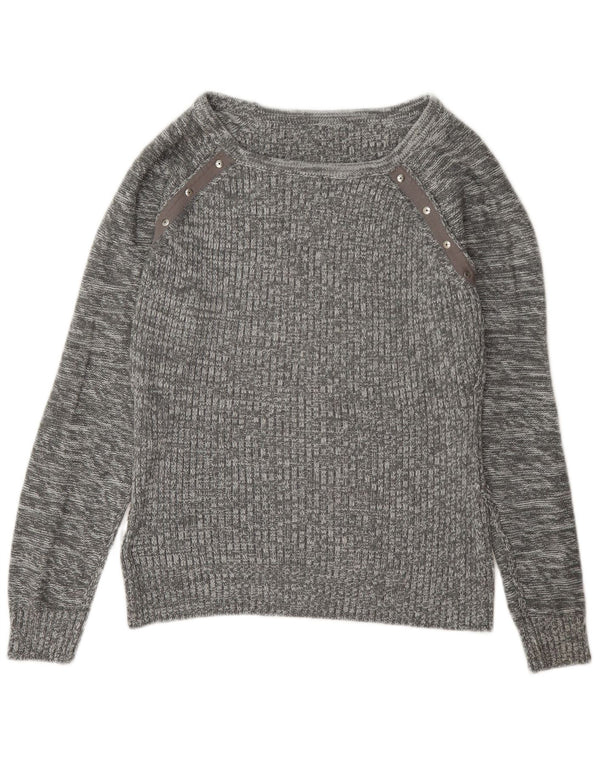 Guess Dame Boat Neck Jumper Sweater UK 14 Medium Grey Flecked