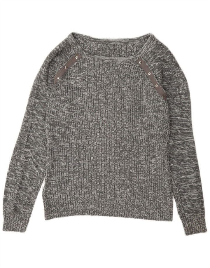 Guess Dame Boat Neck Jumper Sweater UK 14 Medium Grey Flecked