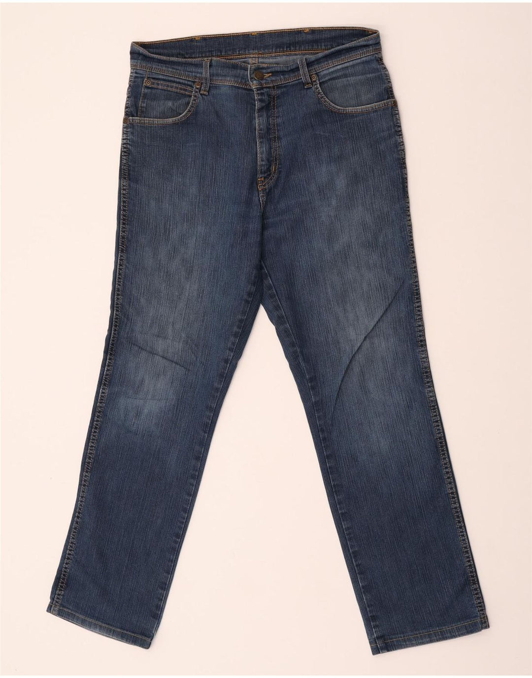 Wrangler Herre Regular Fit Straight Jeans W33 L29 Blå Bomuld