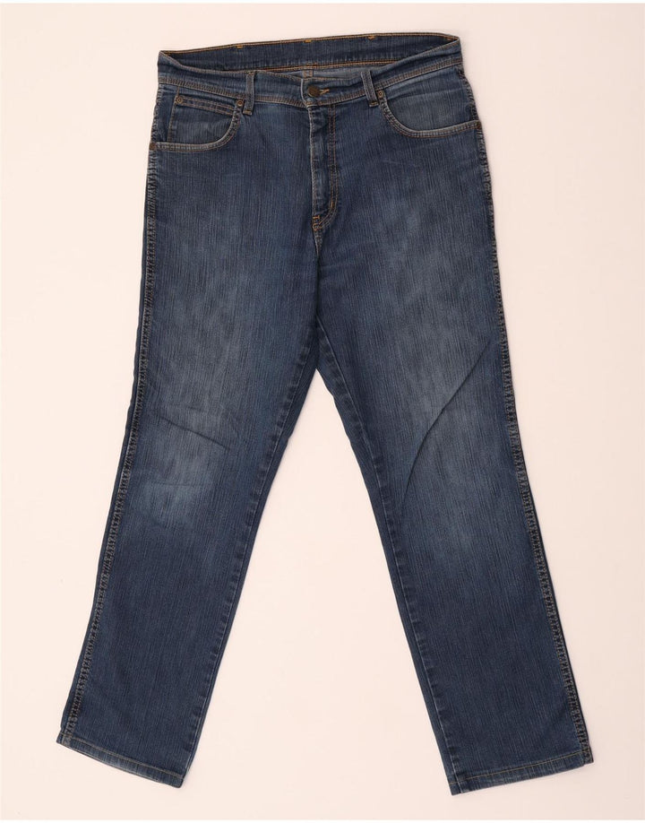 Wrangler Herre Regular Fit Straight Jeans W33 L29 Blå Bomuld