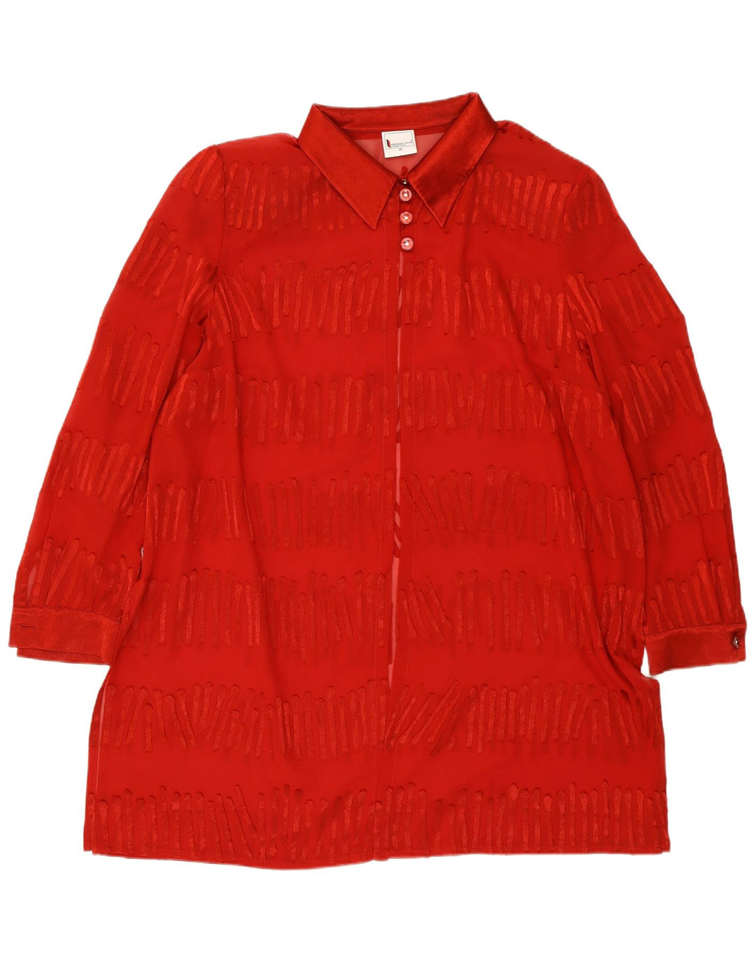 HERMANN LANGE Womens See Through Cardigan Top EU 50 3XL Red Striped