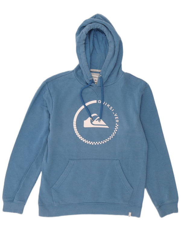 Quiksilver Mens Graphic Hoodie Jumper Small Blue Cotton