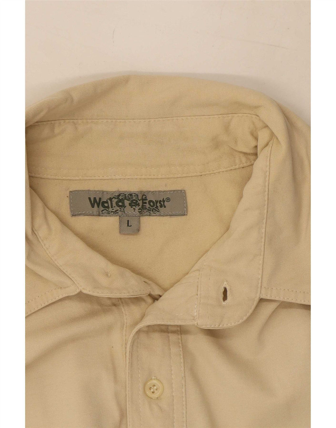 Vintage Herre Kortærmet Militær Pullover Shirt Stor Beige