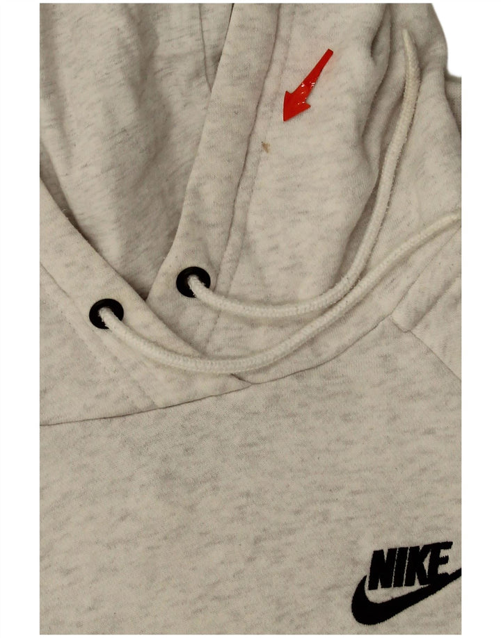 NIKE Womens Hoodie Jumper UK 10 Small Grey Cotton