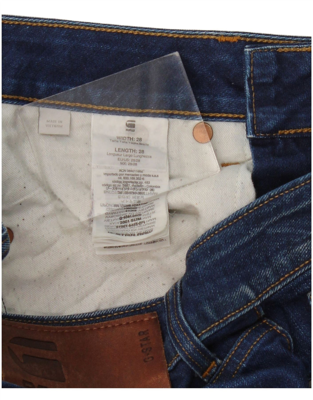 G-STAR Dame 3301 Slim Jeans W28 L28 Blå Bomuld