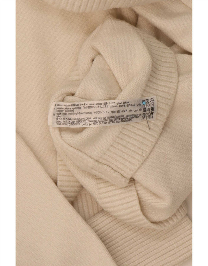 Zara Womens Crop Oversized rullehals sweater UK 10 Small Off White