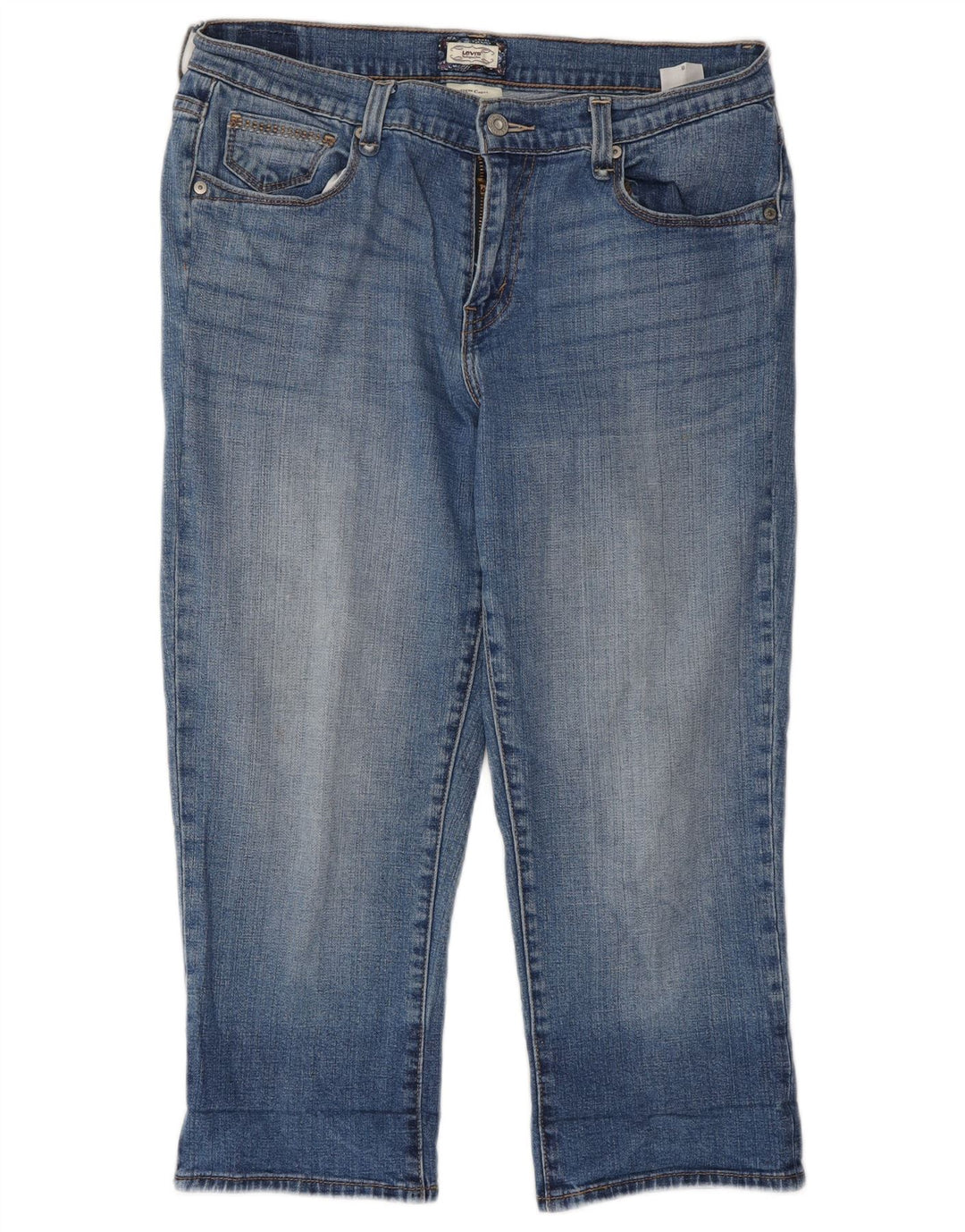 LEVI'S Dame Højtaljede Capri Jeans US 8 Medium W23 L22 Blå Bomuld