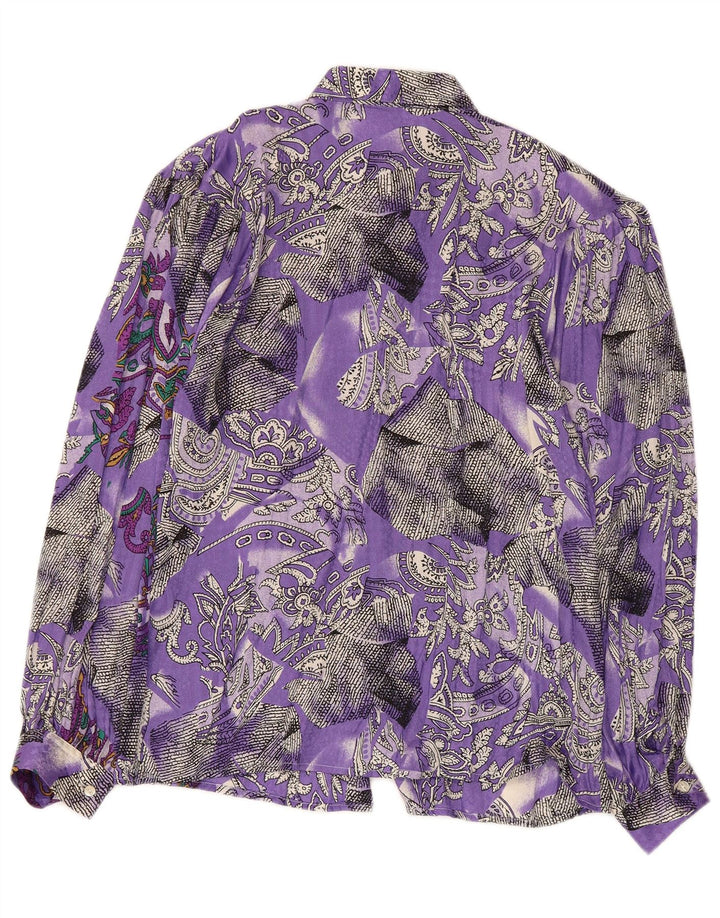 Vintage dameskjorte bluse IT 44 Medium Lilla Paisley Acetate