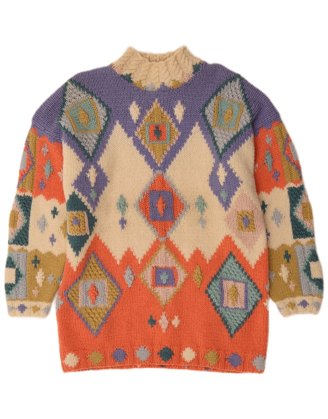 Paco Dame Longline Turtle Neck Sweater UK 10 Small Multicolor N