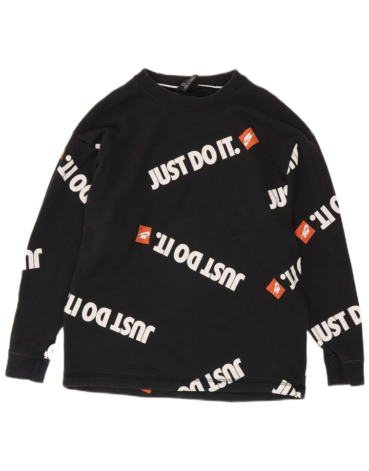 NIKE grafisk sweatshirt til mænd, lille sort bomuld