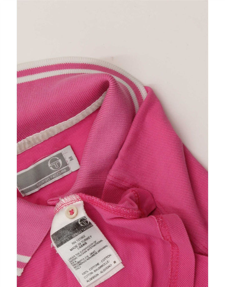 Sergio Tacchini Dame Polo Shirt UK 12 Medium Pink Bomuld