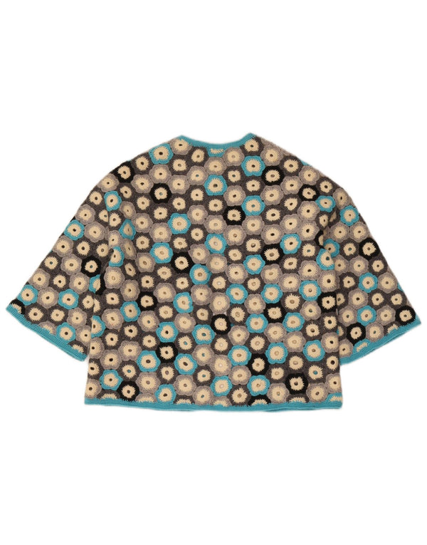 Vintage Womens Crop 3/4-ærmet cardigantrøje UK 8 Small Multifarvet