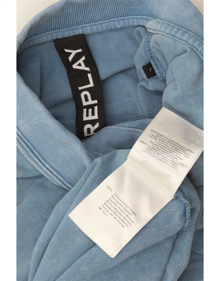 Replay Herre Polo Shirt Stor Blå Bomuld