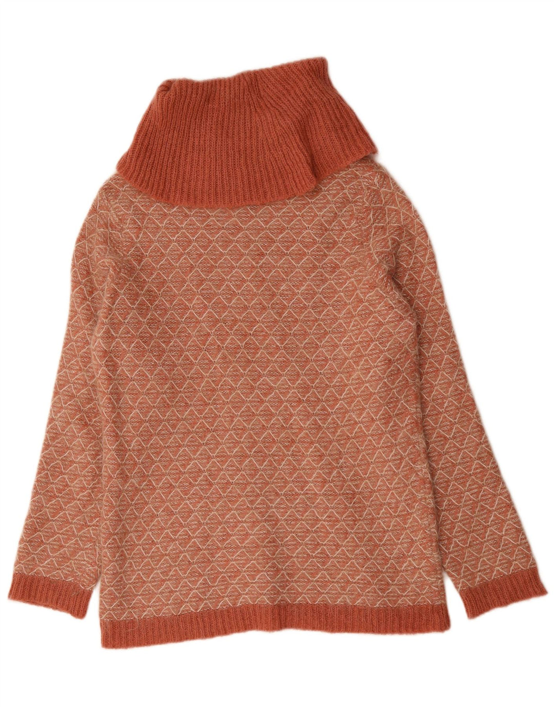 Madeleine Dame Roll Neck Jumper Sweater UK 14 Medium Pink Geometrisk