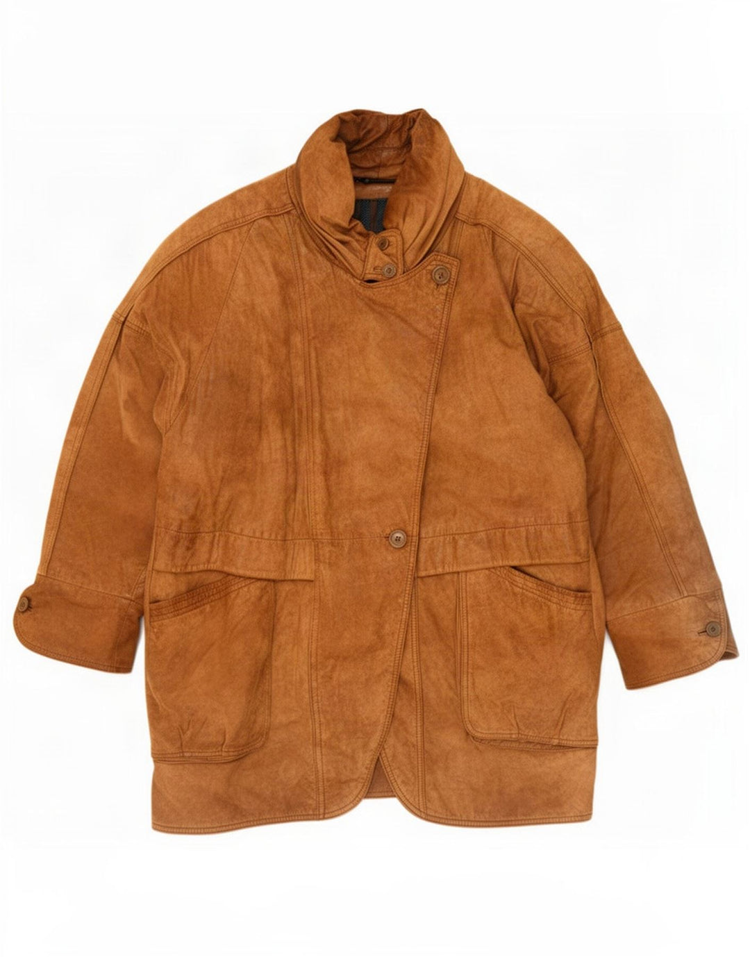 Montes Dame Oversized Læderfrakke UK 18 XL Brun