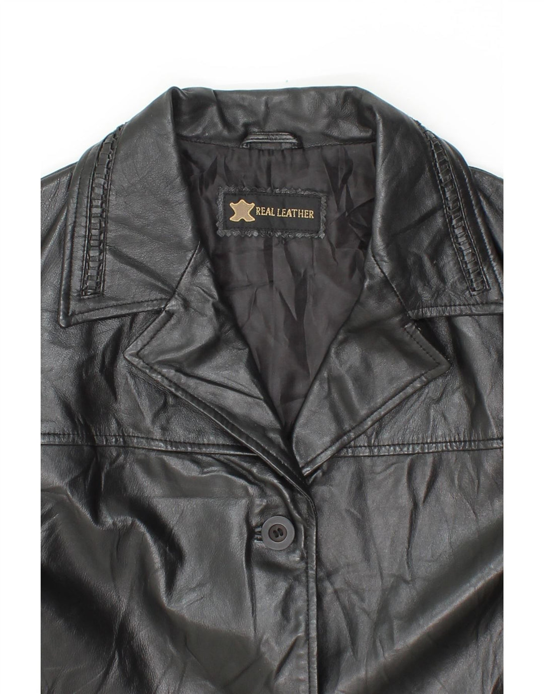 VINTAGE Womens Leather Jacket UK 14 Large Black Leather Vintage Vintage and Second-Hand Vintage from Messina Hembry 