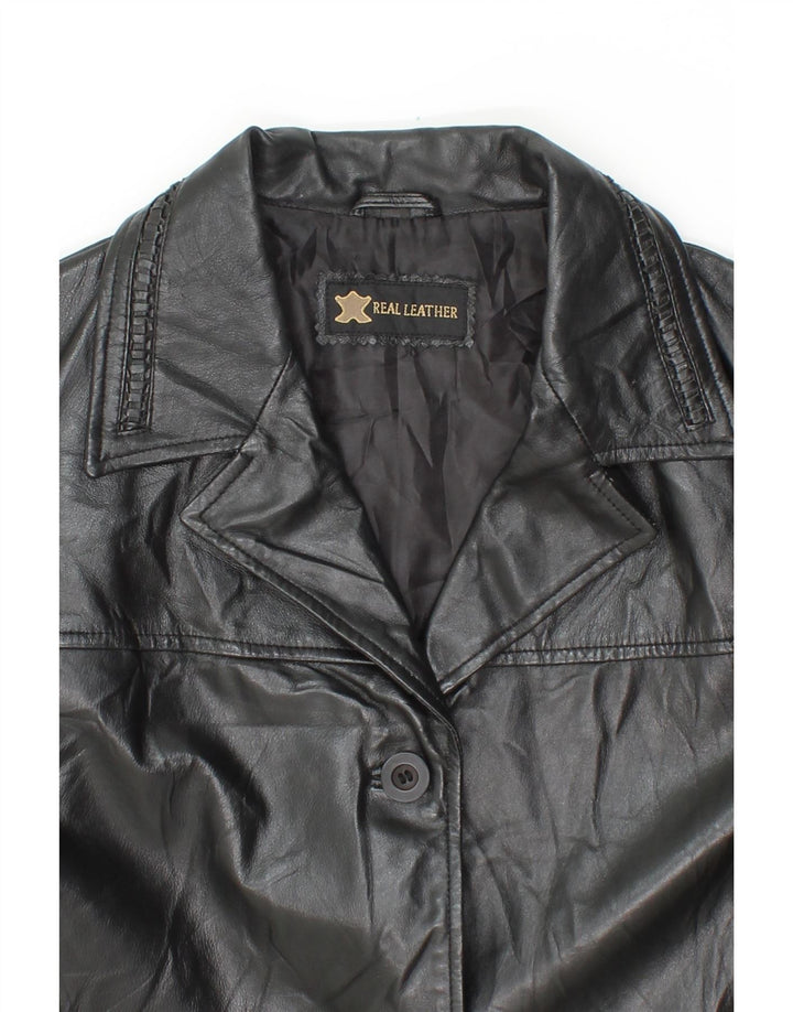 VINTAGE Womens Leather Jacket UK 14 Large Black Leather Vintage Vintage and Second-Hand Vintage from Messina Hembry 