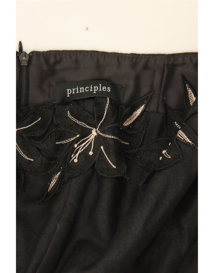 PRINCIPLES Womens Strapless Dress UK 16 Large Black Floral Linen Vintage Principles and Second-Hand Principles from Messina Hembry 